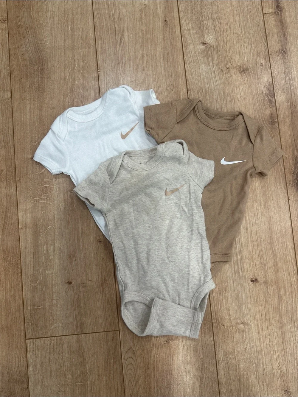 Nike Baby One-Piece Bodysuit Set - White, Tan, Heather Beige